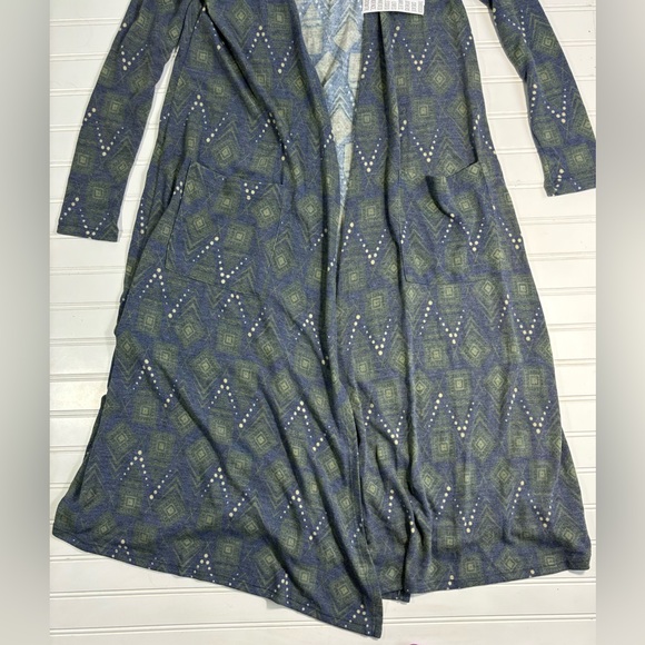 LuLaRoe Sarah Cardigan Duster Sweater Women’s Size XS Blue Green Cream - Picture 6 of 16